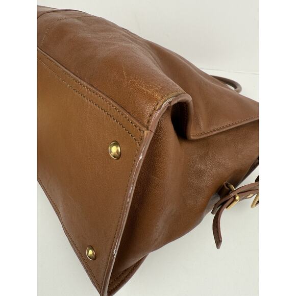 SAINT LAURENT Y Line Cabas Chic Handbag Women's Brown Leather Large - Picture 9 of 15